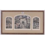 Graham Clarke (born 1941), triptypch of hand coloured engravings, Ye Faithful, signed in pencil, no.
