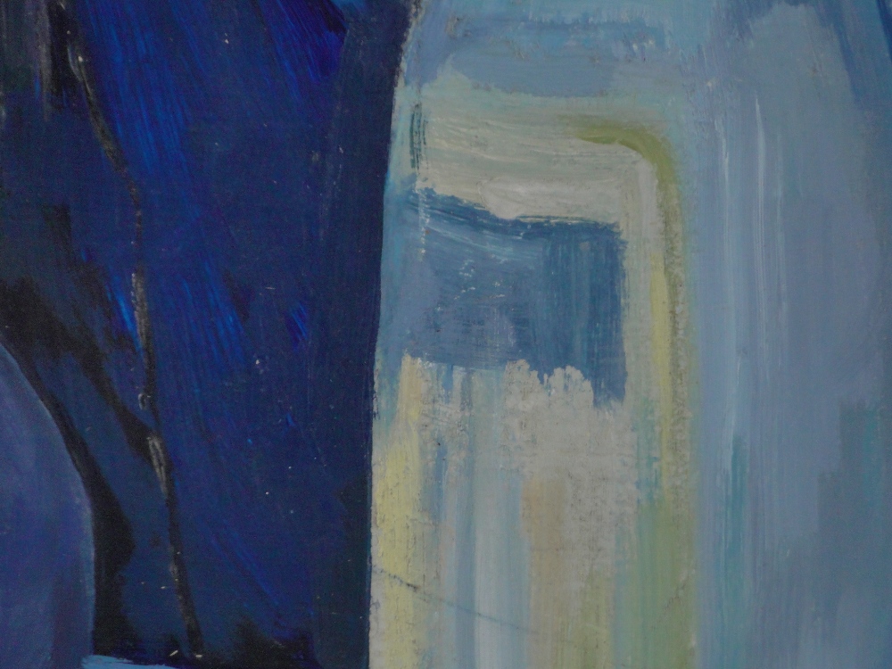 W Armour, mid 20th century oil on board, blue still life, signed, 21.5" x 29.5", framed. - Image 2 of 4