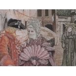 Ugo Baracco (born 1949), coloured etching, Venice carnival, signed in pencil, no.