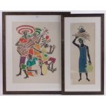 Moya Cozens, collection of watercolours and prints, Jamaican scenes, largest 24" x 19", framed,