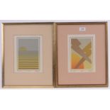 3 Colour screen prints, abstract compositions, indistinctly signed in pencil, image 8" x 5.