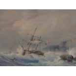 William Joy (1803-1867), 19th century watercolour, detailed shipwreck scene,