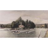 William Bishop, coloured engraving, Henley Royal Regatta published 1993, image 13.5" x 22.