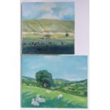 Clive Fredriksson, set of 5 oils on canvas, Sussex scenes, largest 23" x 23", unframed, (5).
