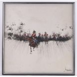 Brandon, oil on canvas, cavalry charge, signed, 30" x 30", framed.