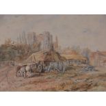 David Cox (1783-1859), watercolour, the gatehouse & farm buildings, Kenilworth,