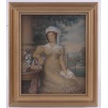 18th century English School, detailed watercolour portrait of a lady, unsigned, 9.5" x 7.5", framed.