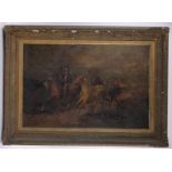 19th century oil on canvas, Off To The Horse Fair, indistinctly signed, 24" x 36", framed.