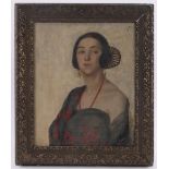 Dennis, early 20th century oil on canvas, portrait of a continental woman, signed, 24" x 19",