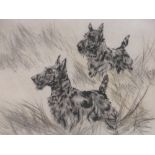 Henry Wilkinson (1921-2011), etching, Terriers, signed in pencil, no. 12/150, plate size 10" x 13.