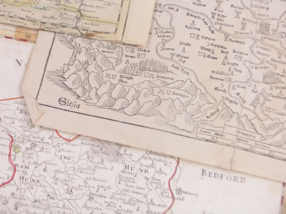 A folder of 17th and 18th century hand coloured map prints. - Image 3 of 4