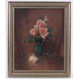 Lamb, coloured pastels, still life roses and jug, signed, 19" x 15", framed.