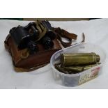 Pair of binoculars dated 1943, in leather case,