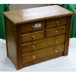 Mahogany tabletop chest of 4 short and 2 long drawers,