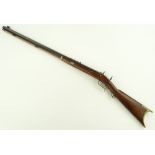 An Antique American Spangler Monroe percussion rifle, brass mounted walnut stock, .