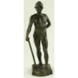 A bronze patinated spelter sculpture - Labor, indistinctly signed, circa 1900, height 48cm.