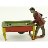 A Kico tinplate clockwork billiard player, by Hubert Kienberger, Germany, working order, length 15.