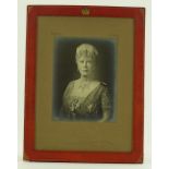 A photograph portrait of Queen Mary, signed on the mount by the sitter, dated 1936,