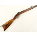 An Antique American Kemper percussion rifle, brass mounted walnut stock, barrel length 100cm.