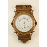 Chadburn & Son, Liverpool, carved oak cased aneroid barometer, white glazed porcelain dial, signed,