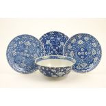 Three Chinese blue and white plates, 19th Century,