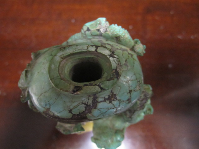 Chinese fragmentary carved turquoise snuff bottle, 19th Century or earlier, - Image 3 of 10