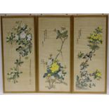 Japanese School (20th Century), three painted watercolour panels,