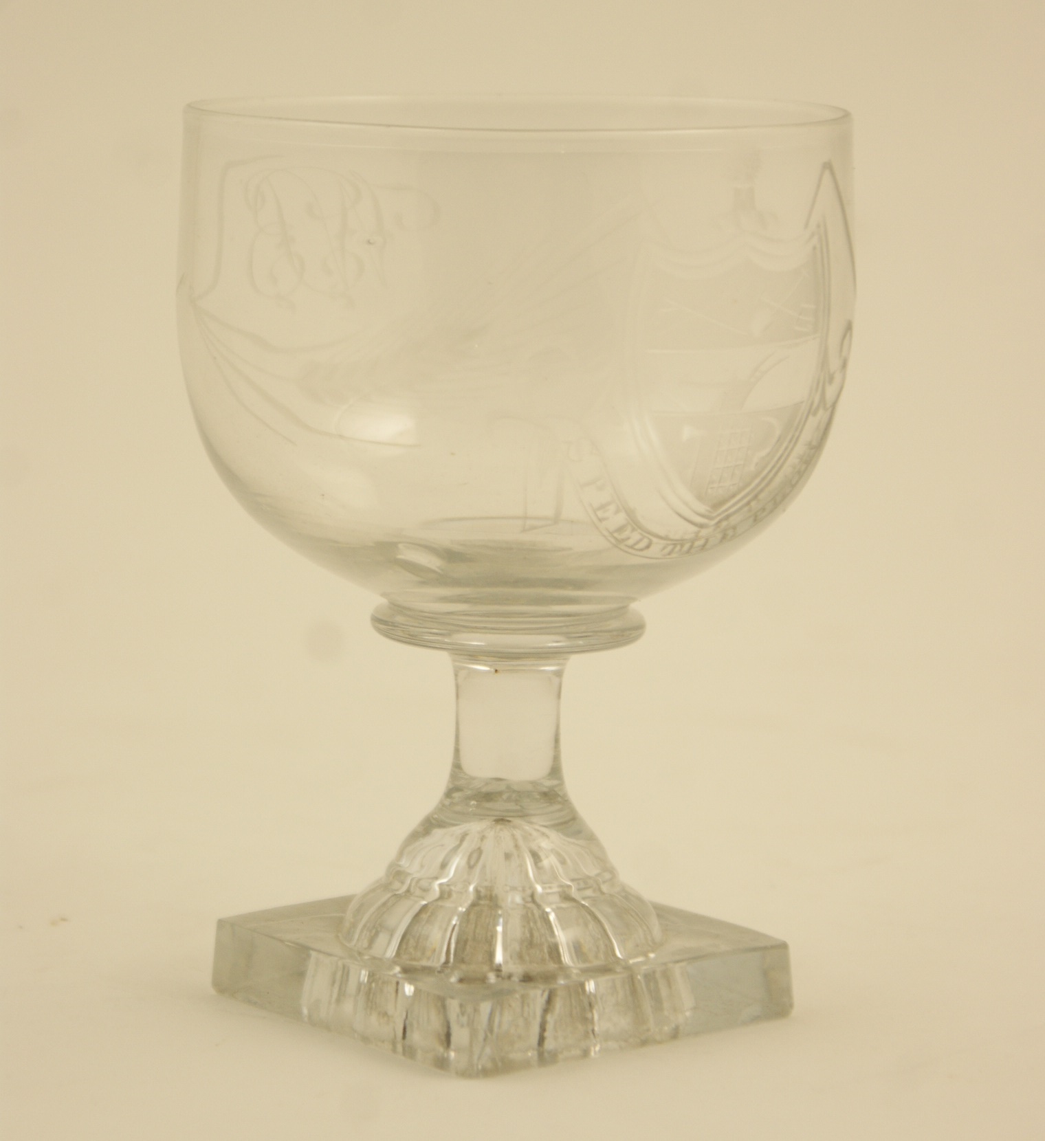 Late Regency ''Farmer's Arms'' ale goblet, circa 1820, engraved with the Farmer's Arms, - Image 2 of 8