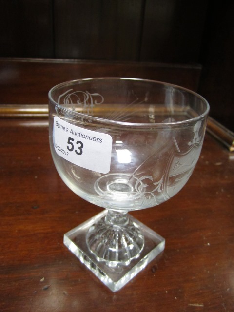 Late Regency ''Farmer's Arms'' ale goblet, circa 1820, engraved with the Farmer's Arms, - Image 3 of 8