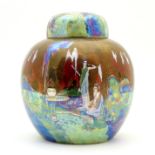 Wilton Ware Fantasy Landscape lustrous jar and cover,