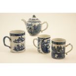 Three Chinese export blue and white tankards, Qianlong (1736-95),