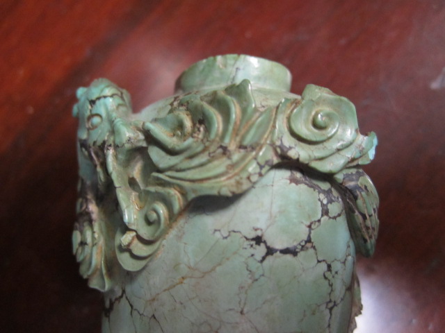 Chinese fragmentary carved turquoise snuff bottle, 19th Century or earlier, - Image 10 of 10