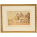 Ernest Barstow (active late 19th Century), Feeding the chickens, signed watercolour,