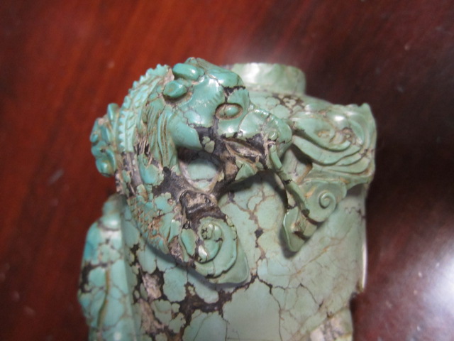 Chinese fragmentary carved turquoise snuff bottle, 19th Century or earlier, - Image 5 of 10
