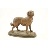 French bronzed finish spelter figure of a Retriever, indistinctly signed to the base,