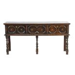 Jacobean oak low dresser, circa 1680 and later,