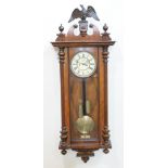 Late Victorian walnut Vienna wall clock, circa 1880,