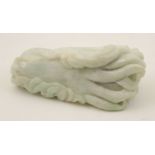 Chinese carved pale celadon jade fingered citron (Buddha's hand), late 19th Century,