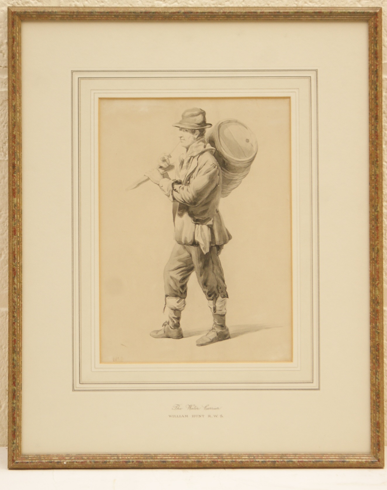 William Henry Hunt (1790-1864), 'The Water Carrier', watercolour, signed with initials,