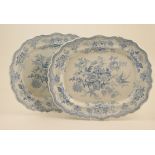 Pair of Victorian blue and white printware meat dishes, circa 1850,