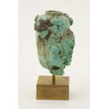 Chinese fragmentary carved turquoise snuff bottle, 19th Century or earlier,
