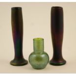 Pair of Austrian iridescent glass specimen vases, circa 1900,