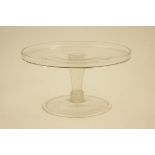 George III glass comport, the top with a flange over a moulded Silesian stem and wide folded foot,