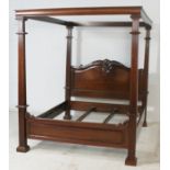 Mahogany four poster bed in 19th Century style,