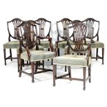 Set of eight mahogany dining chairs in the Hepplewhite style, 19th Century,