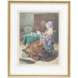 E J Walker (active late 19th Century), Keeping up with the news, watercolour, signed and dated 1878,