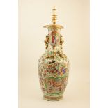 Cantonese famille rose vase, mid 19th Century, ovoid form with applied salamanders,