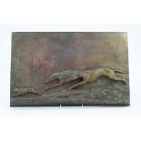 Cast bronze plaque featuring hare coursing, unsigned, 44cm x 28.