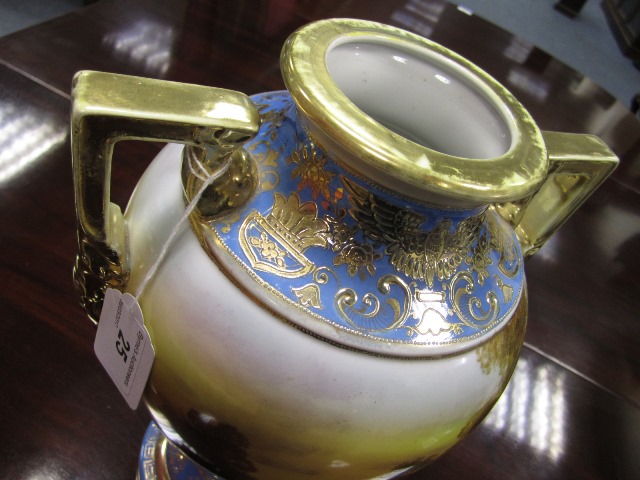 Noritake porcelain hand decorated landscape vase, - Image 2 of 9