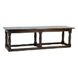 Oak joined refectory table, 17th Century and later,